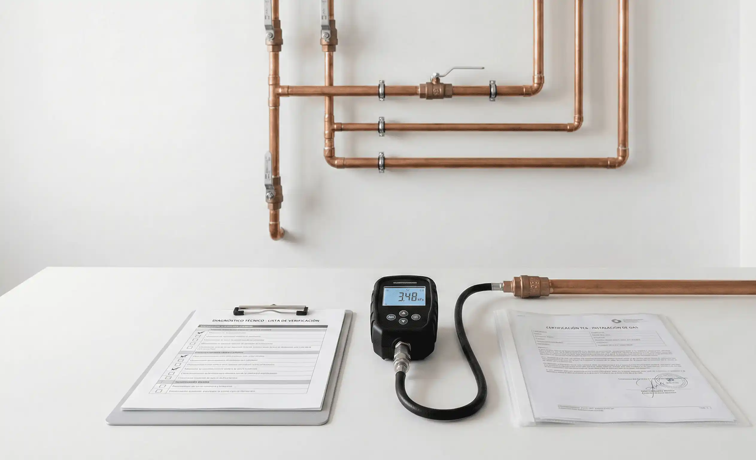 Ingeniero de Certgas ejecutando diagnóstico, intervención y verificación documental en red de gas conforme normativa SEC en Chile